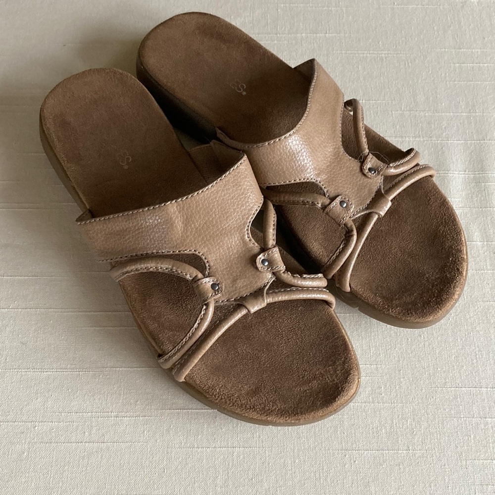 tan slide sandals